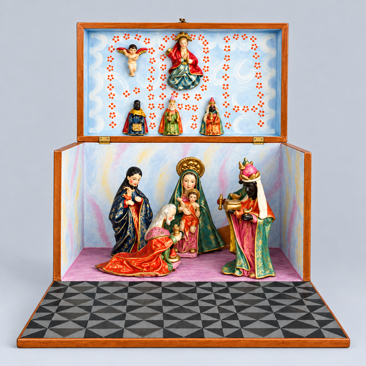 Baúl-retablo con escena de Epifanía - Vista 1