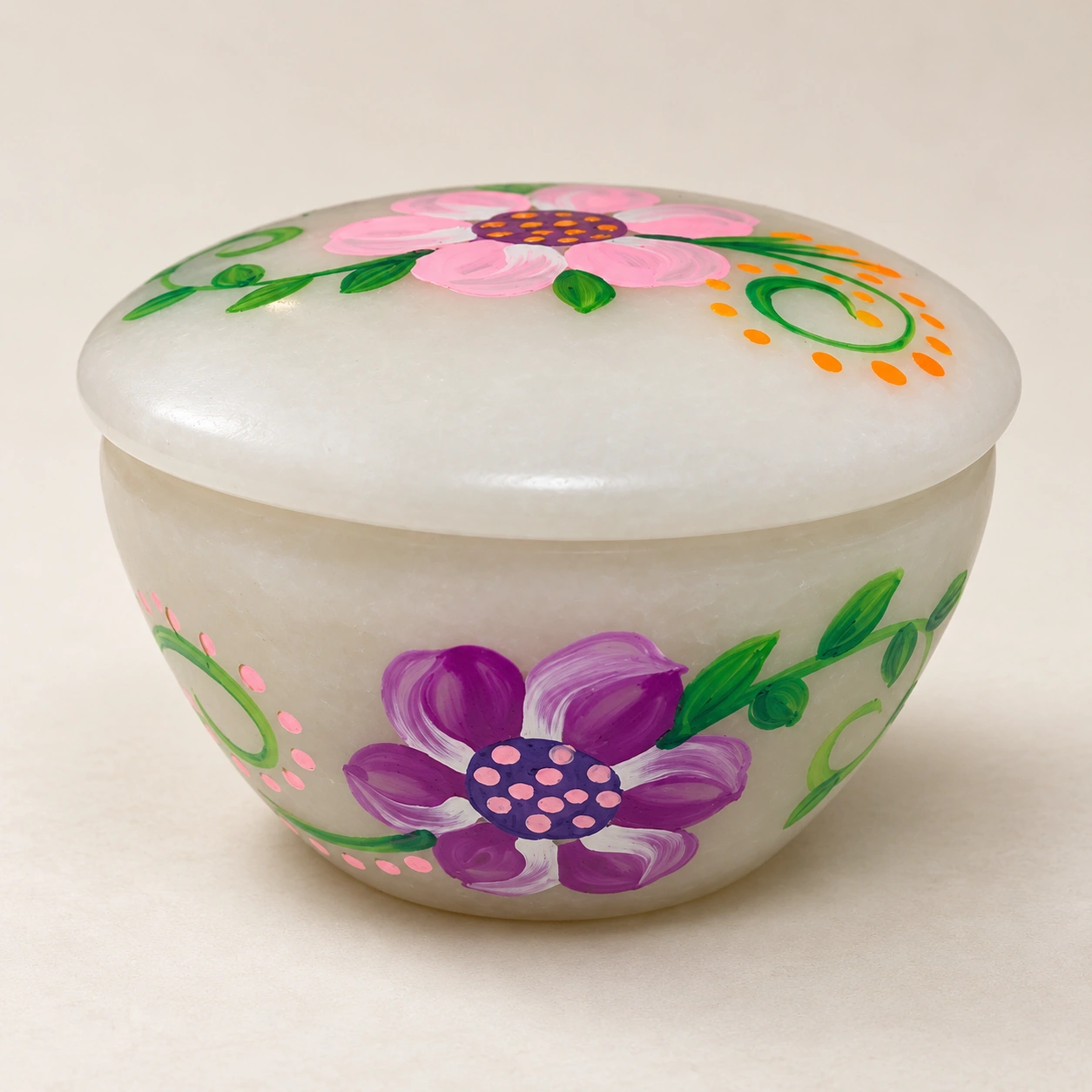 Joyero Floral Tallado en Piedra de Huamanga — Modelo 2 - Vista 1