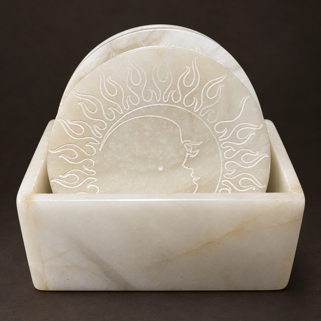 Set de Posavasos Tallados en Piedra de Huamanga con Soporte - Vista 2
