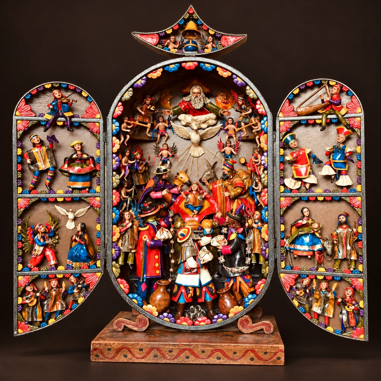 Three-Part Retablo with a Central Scene - View 2