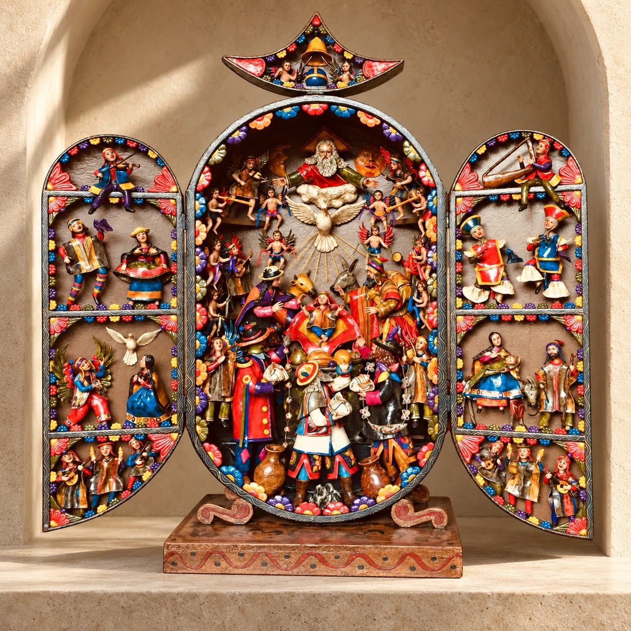 Three-Part Retablo with a Central Scene - View 3