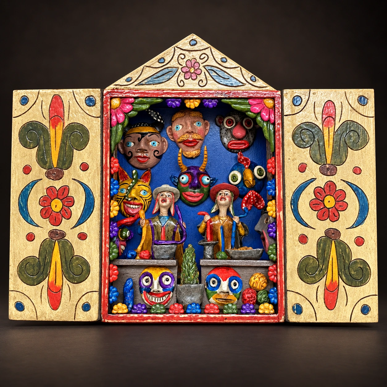 Retablo de Techo Triangular con Puertas Pintadas - Vista 2