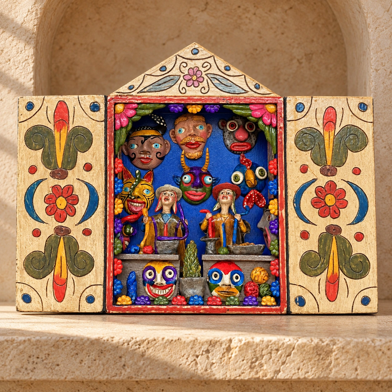 Retablo de Techo Triangular con Puertas Pintadas - Vista 3