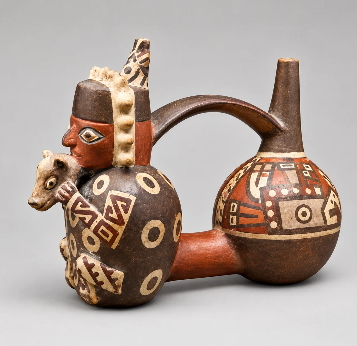 Huaco Silbador Ceremonial Felino Wari Doble Cámara Acústica - Vista 1