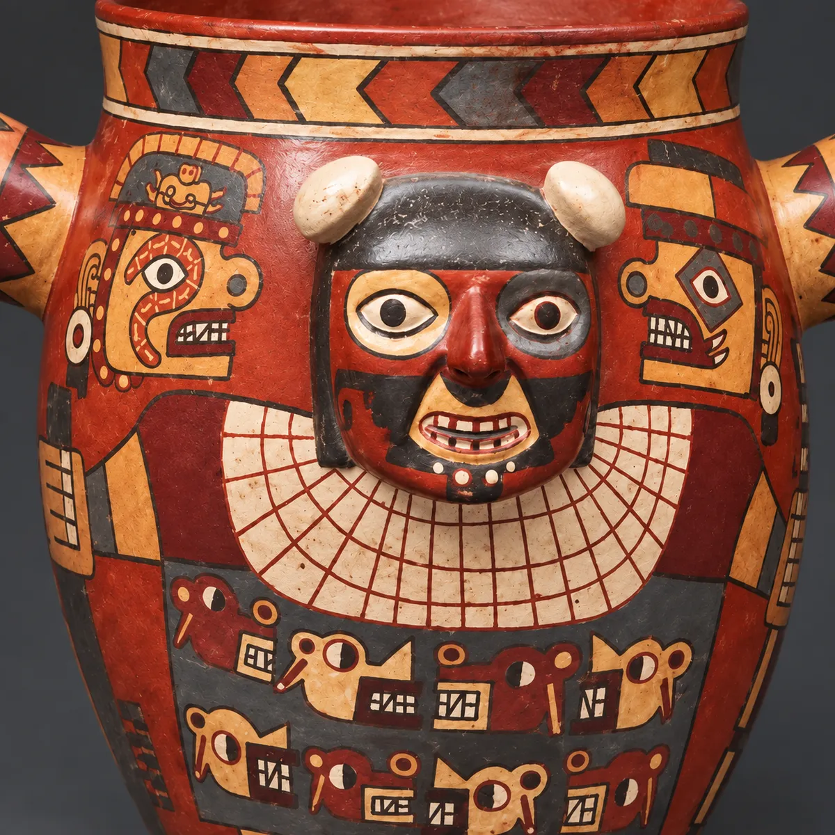Wari-Inspired Globular Vessel with a Modeled Face - View 2