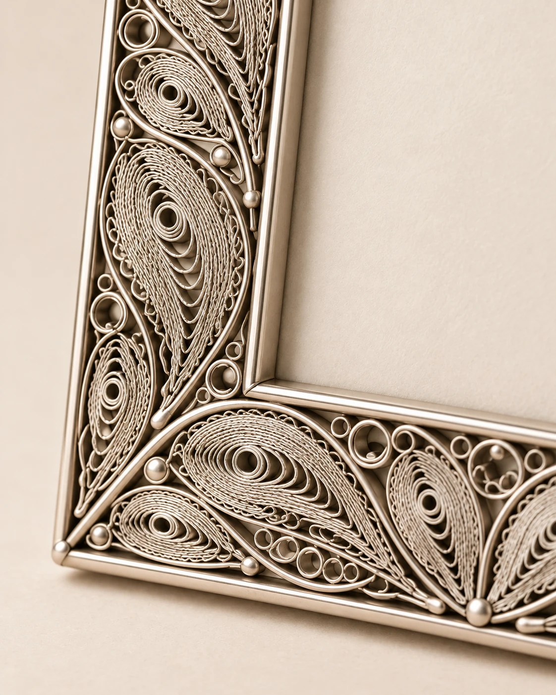 Concept detail of the spirals, borders and corner of the filigree picture frame