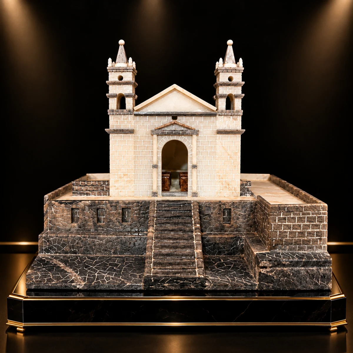 Templo Virreinal Ayacuchano Esculpido en Piedra de Huamanga con Escalinata