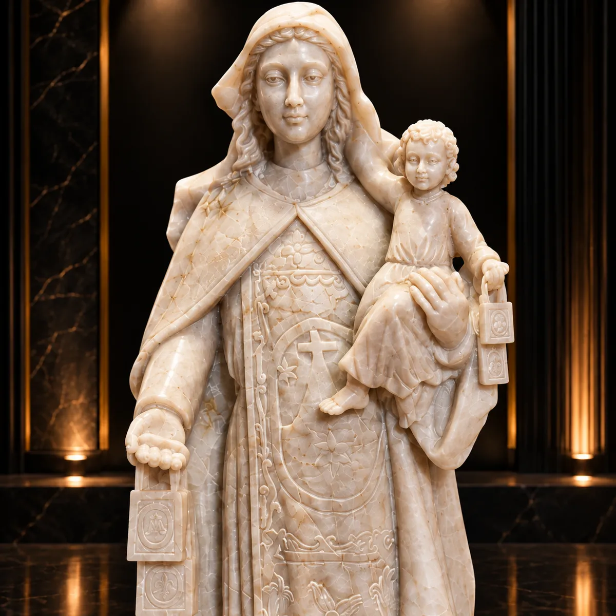 Virgin Mary and Child Jesus in Huamanga Stone - View 2