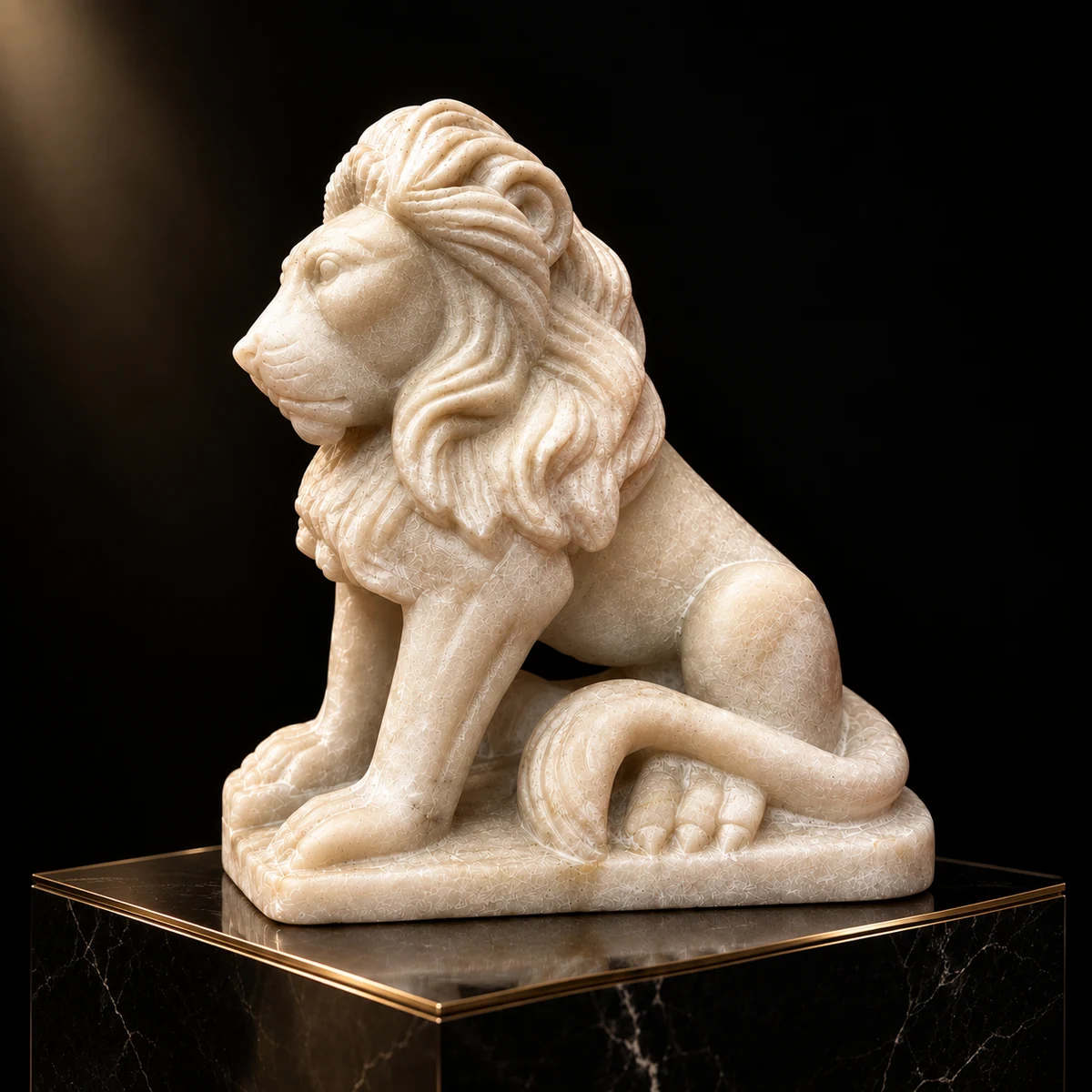 León Ceremonial Guardián en Reposo Escultura en Piedra de Huamanga - Vista 1