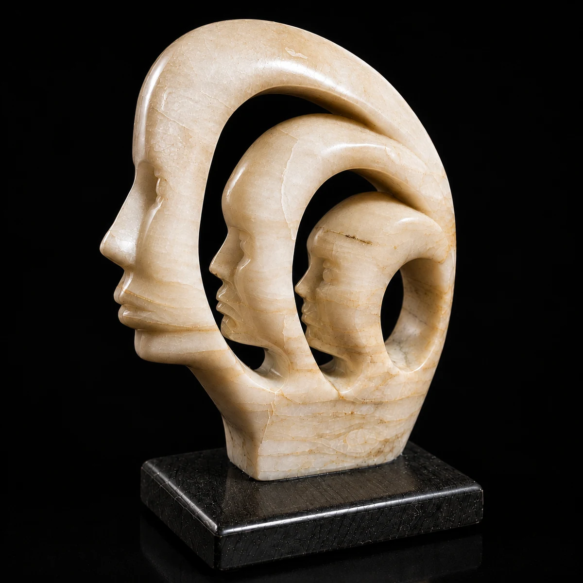 Tres Generaciones Andinas Tríada de Rostros Escultura Contemporánea - Vista 1