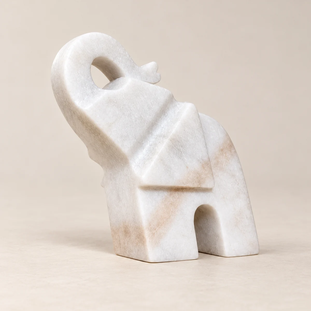 Huamanga Stone Elephant with a Curved Trunk (12 cm)