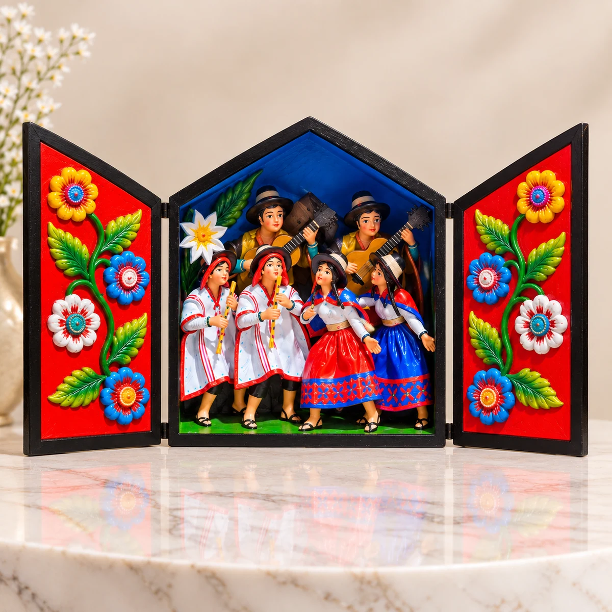 Retablo Ayacuchano Tradicional Parejas en Danza de Huayno - Vista 1
