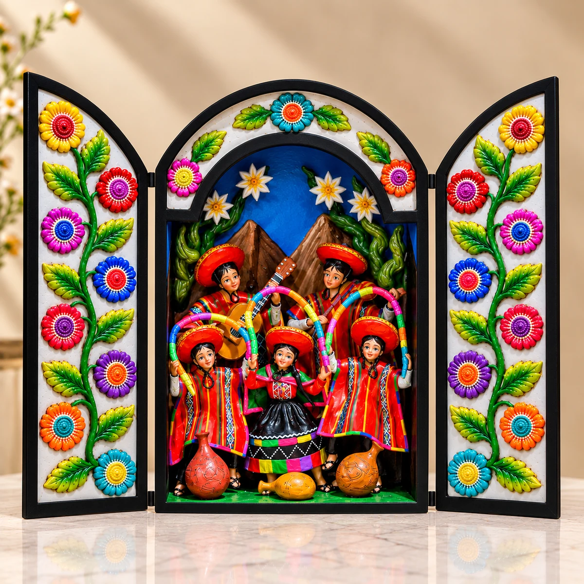 Retablo Ayacuchano Tradicional Músicos de Cangallo al Pie de la Cordillera - Vista 1