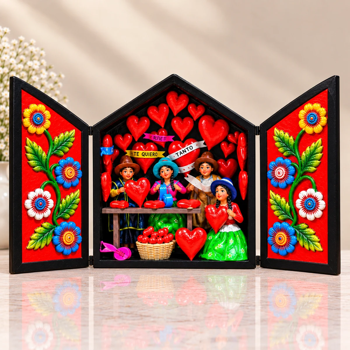 Retablo Ayacuchano Altar del Amor y Vendedora de Dulces Tradicionales - Vista 1